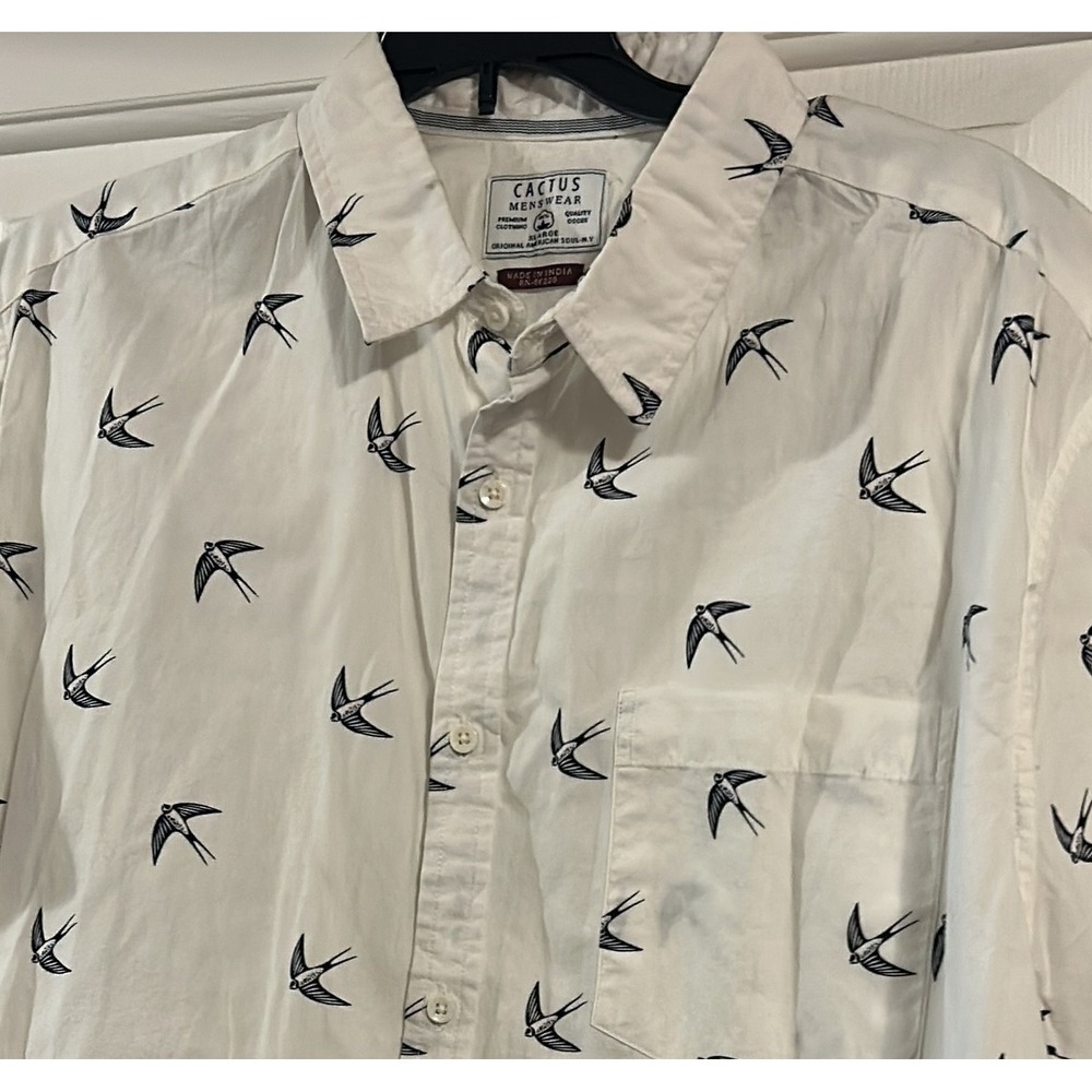 Cactus Menswear Swallow Print Button Down Shirt